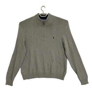 Polo Ralph Lauren 1/4 Zip Sweater Adult XXL Gray 100% Cotton Long Sleeve Shirt
